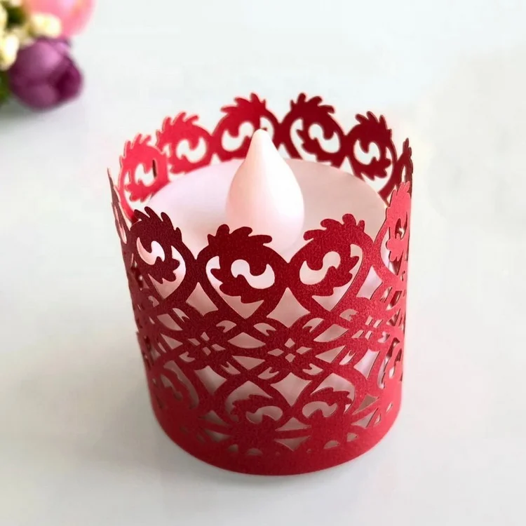 Laser Cut LED Tea Light Candle Shade Paper Candle Lampshade Wrapper Party Decoration