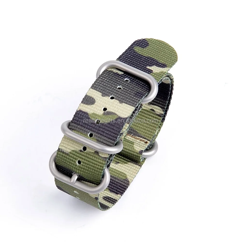 Deluxe camo style 20mm 22mm fabric nylon military watch strap for zulu