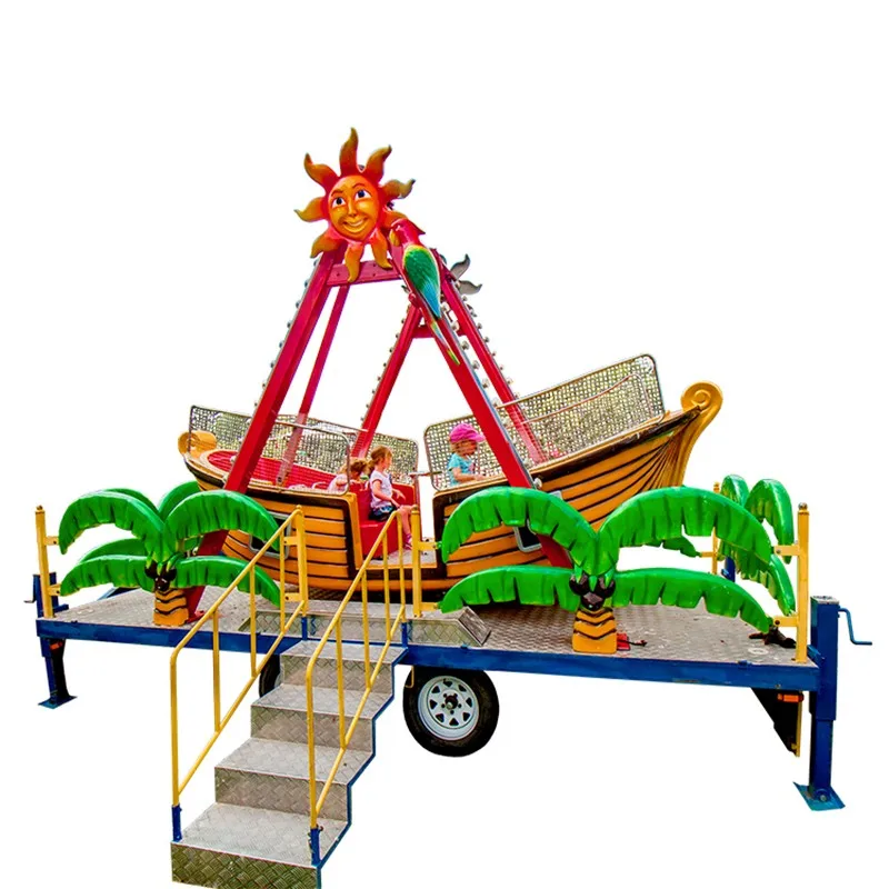 Hot sell amusement rides trailer mounted carousel portable pirate ship rides
