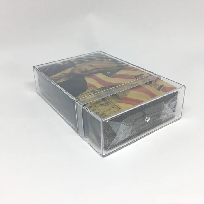 
GS-18151 PET Gold Plated Trump Pattern Playing Cards W/ Clear Plastic Box 