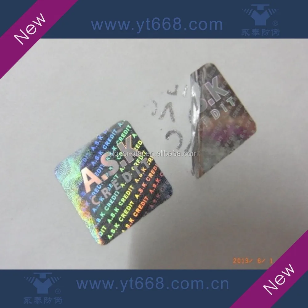 Warranty VOID tamper proof hologram seal label with rainbow holographic effect
