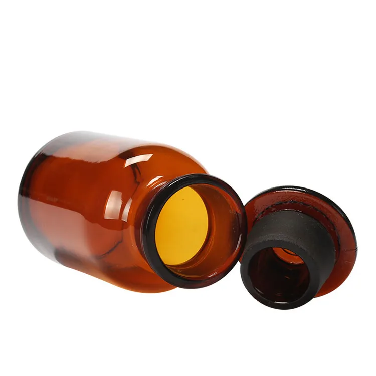 Amber 30ml 60ml 125ml 250ml 500ml 1000ml laboratory glass apothecary bottles with airtight glass stoppers
