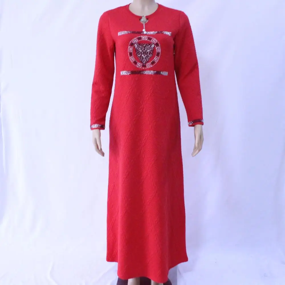 Ready to Ship Junyuan New Middle East Dubai Ladies Plus Size Muslim Woman Islamic Abaya Design c Thicker T-shirt Dress