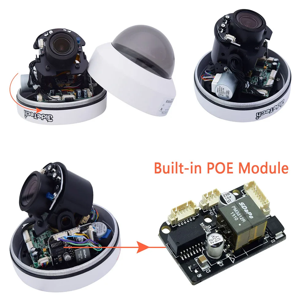 JideTech Mini 5MP POE 4X Zoom PTZ камера видеонаблюдения Водонепроницаемая IP66 купольная IP-камера безопасности