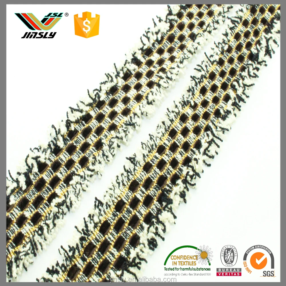 Wholesale Gold New Cheap Bullion Silk Tassel Fringe China Customized 55 People Manufacturer JSL7664 CN;GUA Jinsly