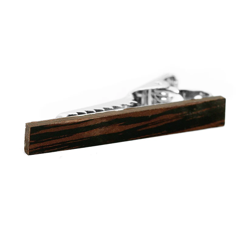 Wooden Tie Clip Silver Wood Tie Bars