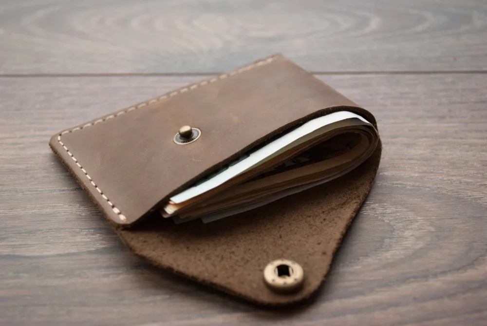 Handmade Perfect custom personalized real Italian leather Tarjetero wallet purse dark-brown cardholder slim men wallet