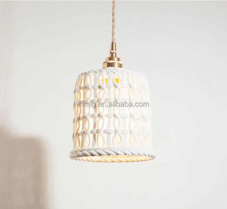 Simig lighting modern brass color E27 holder Ceramic white lampshade Ceramics pendant lamp