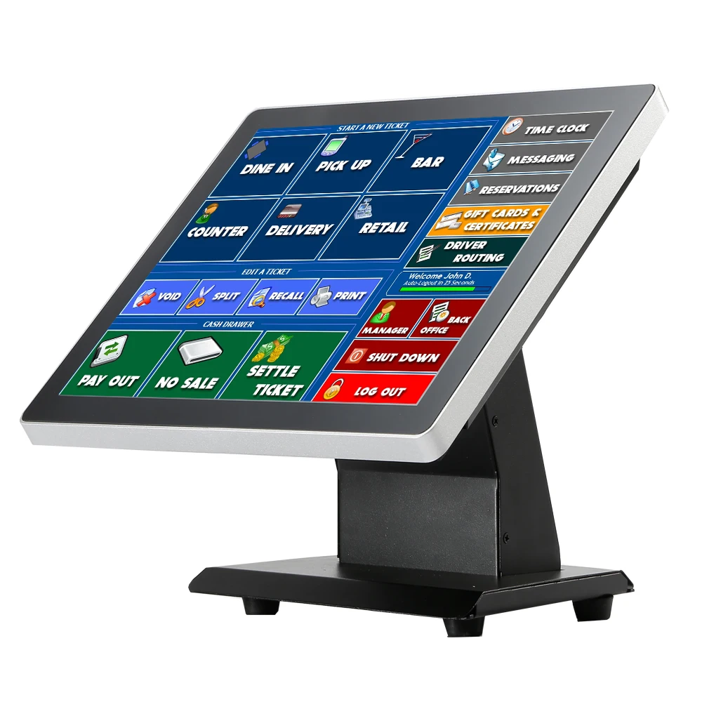 Ture Flat Screen Point of Sale Cash Registers with MSR / Pos Computer Systems 15 Inch All in One Touch POS System 1024x768