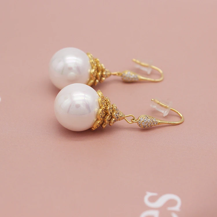 wholesale lovely gold plated pearl Austrian crystal drop jewelry earrings