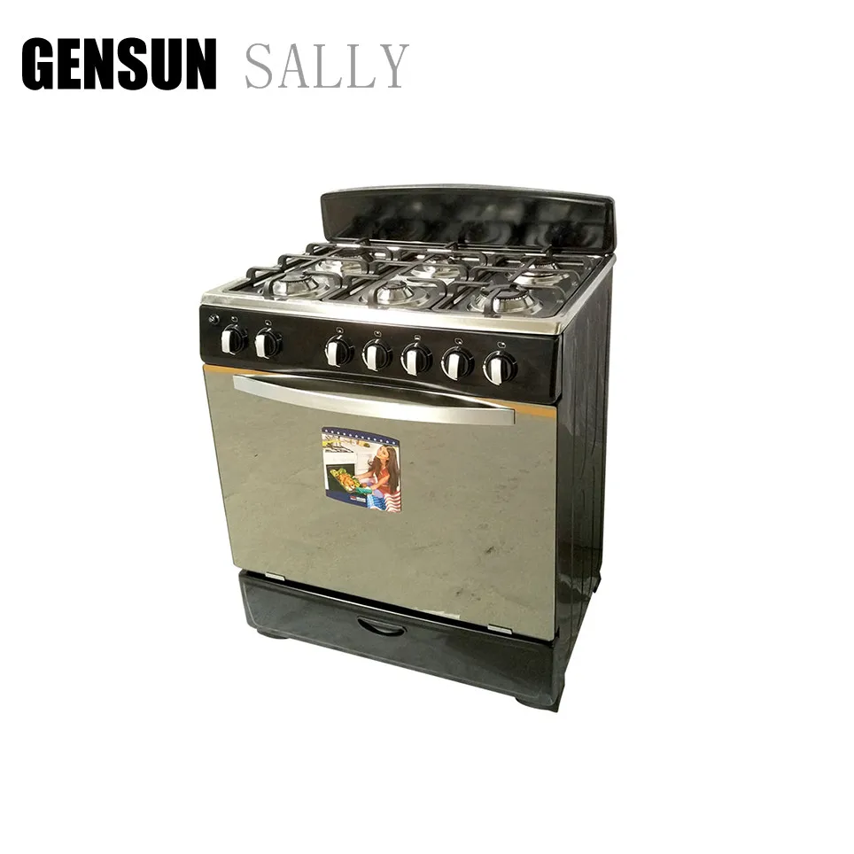 Stainless steel body Freestanding Installation gas cooking range with six burner