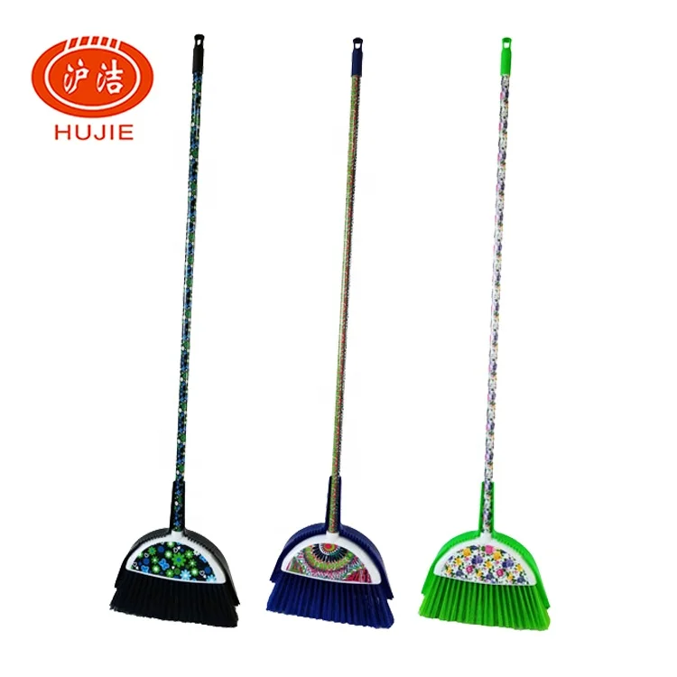 High Quality Broom and dustpan set with long handle floor sweeper with printing