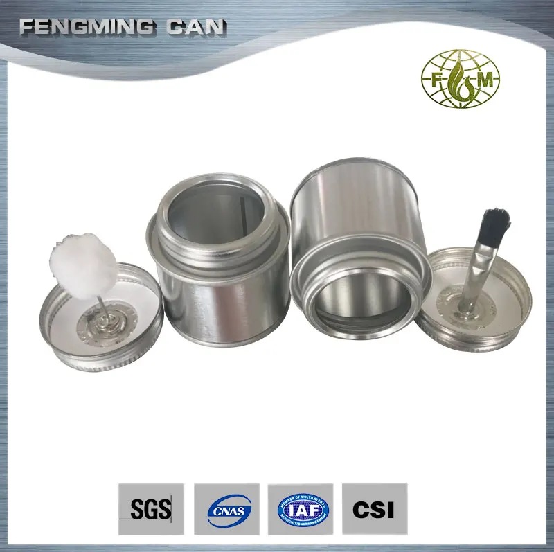 50ml 2 oz container glue tin cans,1/64gallon pvc solvent cement cans with applicator brush