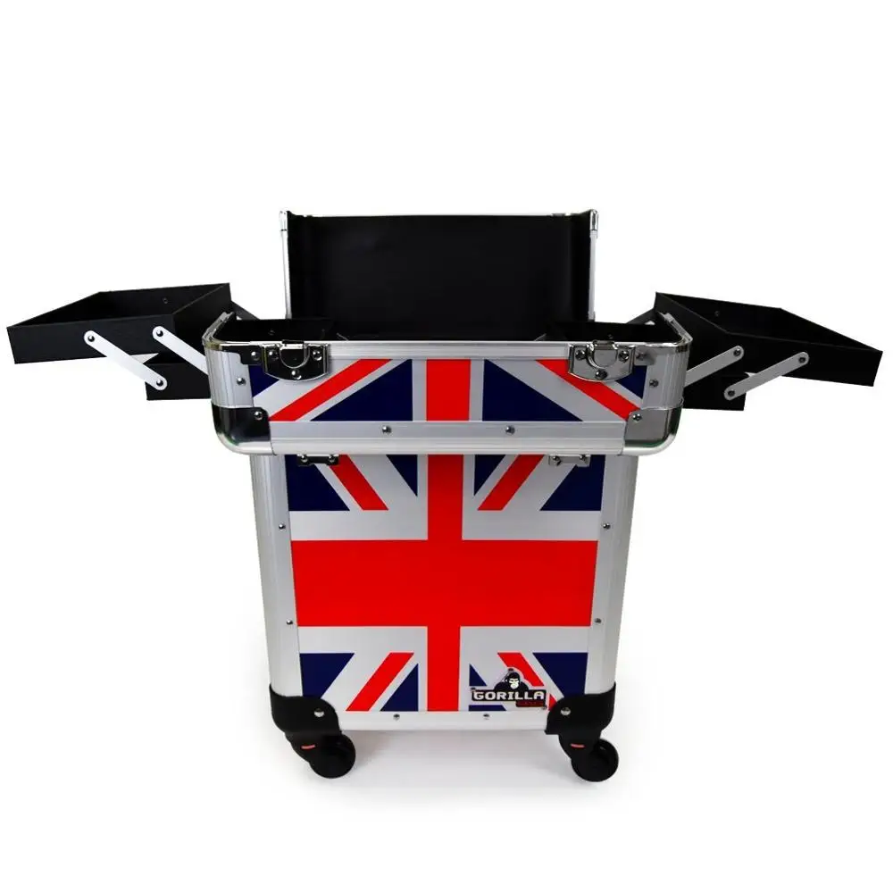 Aluminium Pro Mobile Trolley Cosmetics Hairdresser Beautician Makeup Manicure Vanity Trolley Case with locks for makeup artist