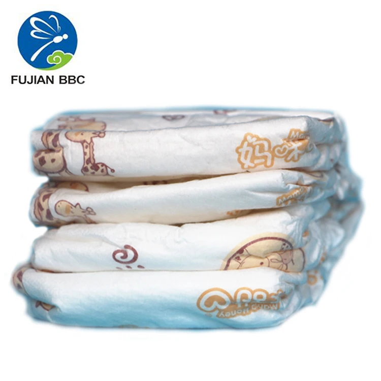Strong absorbent SAP paper new born baby nappy lovely cartoon giraffe print mama honey cute baby diapers with elastic waist band