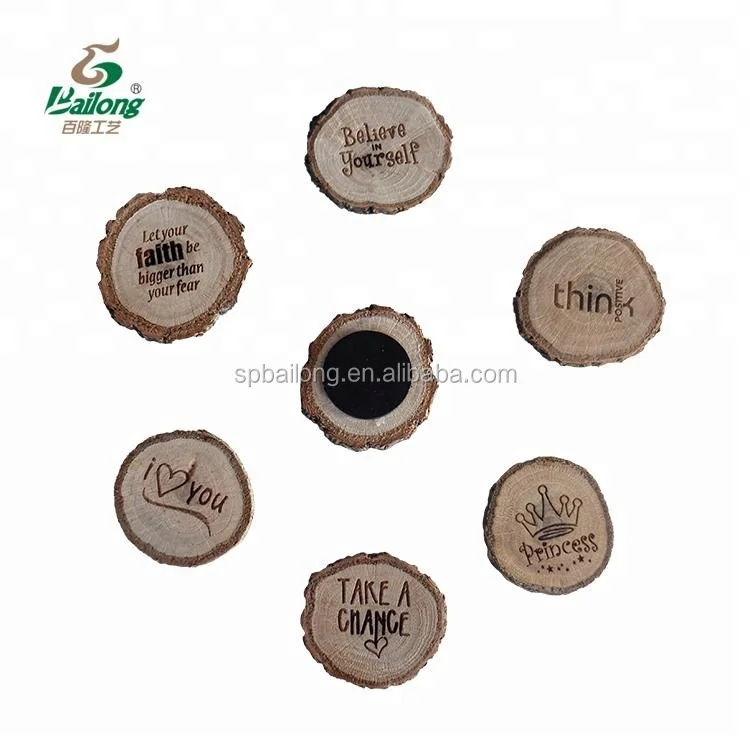 Laser engraved wood slice souvenir wood fridge magnet