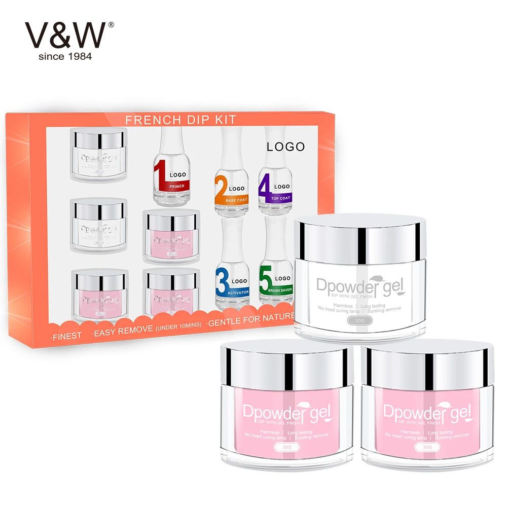 VW Wholesale Fast Dry 3 In 1 Dip Powder Kit Nails Dipping Powder System Acrylic Powder For Dipping French Color Starter Kit
