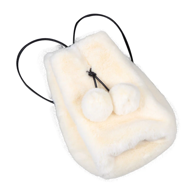 
Faux Fur Shoulder Bag Lady Backpack With Hair Ball Decoration 