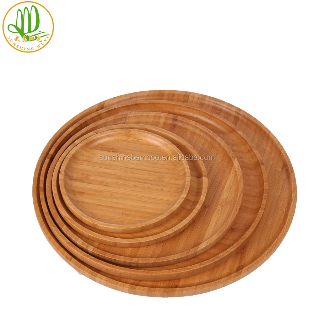 Unique Serving Plate for Snacks Custom Eco-friendly Round Bamboo Natural Customized Party Modern Shrink Wrap Plate Dish 1000pcs