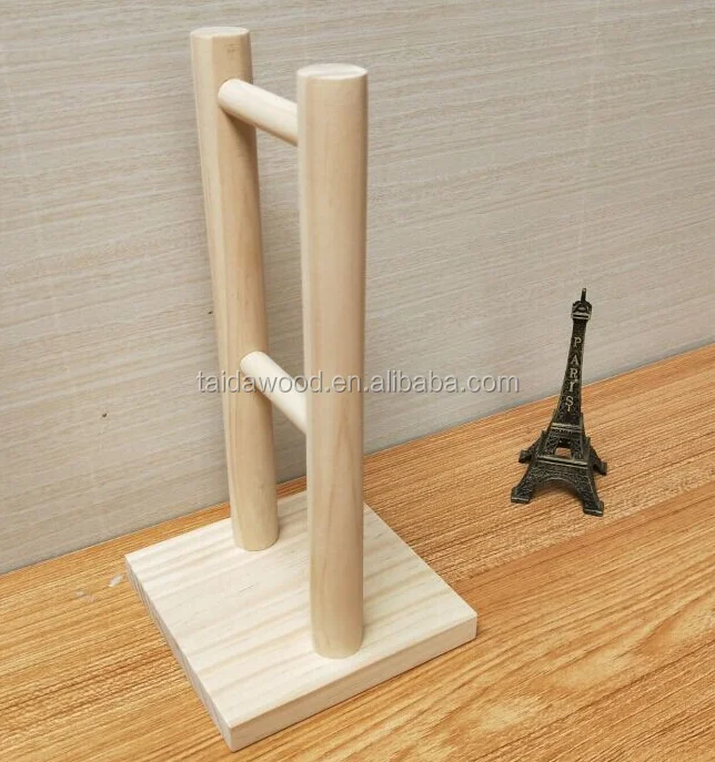 Eco-friendly Pine solid Wooden Headphone Stand Custom Handmade Headphone Display Rack