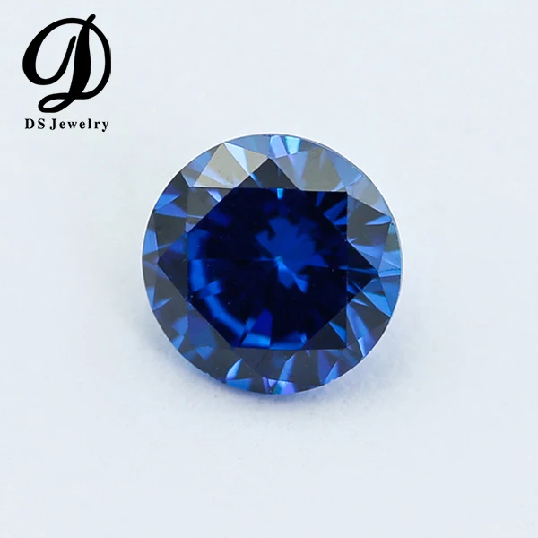 High quality Synthetic round cut Blue Sapphire price machine cut Sapphire Stone Price