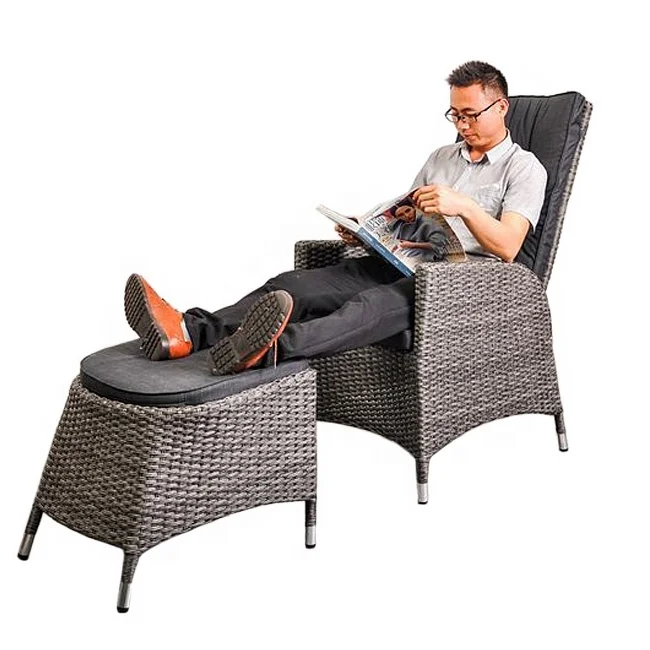 
New design garden high back single sofa chair rattan wicker with ottoman leisure chair 