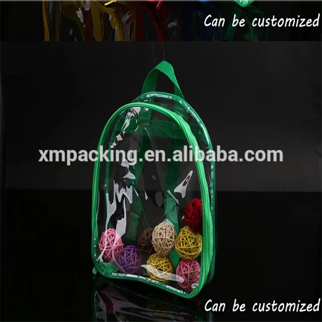 Very popular transparent PVC various trim backpack cosmetic bag for supermarket