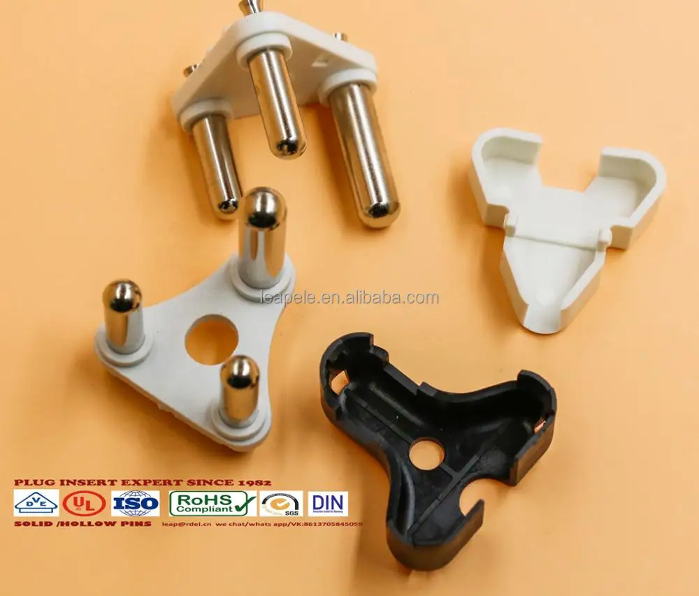 SIP-0022362 16A south africa plug insert( brass pin connector,sabs )  back covers