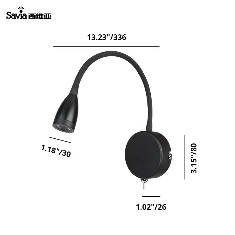 Светодиодная гибкая Регулируемая прикроватная настенная лампа для чтения с гусиной шеей, 3 Вт, современные боковые бра для кровати, светильник для спальни, изголовья кровати, отеля
