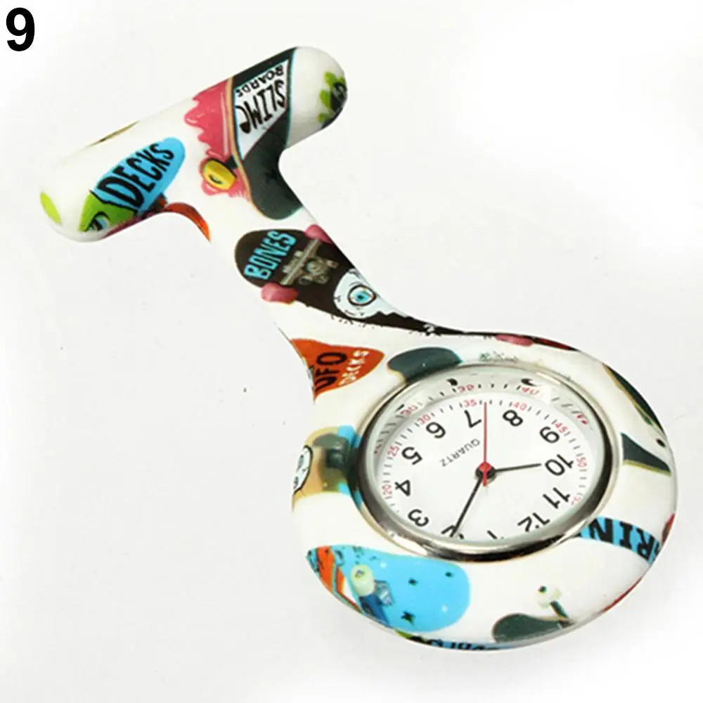 Arabic Numerals Round Dial Silicone Nurses Brooch Tunic Pocket nurse watch