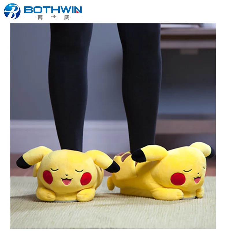 Новое поступление, модные плюшевые тапочки в виде покемона со светодиодной подсветкой