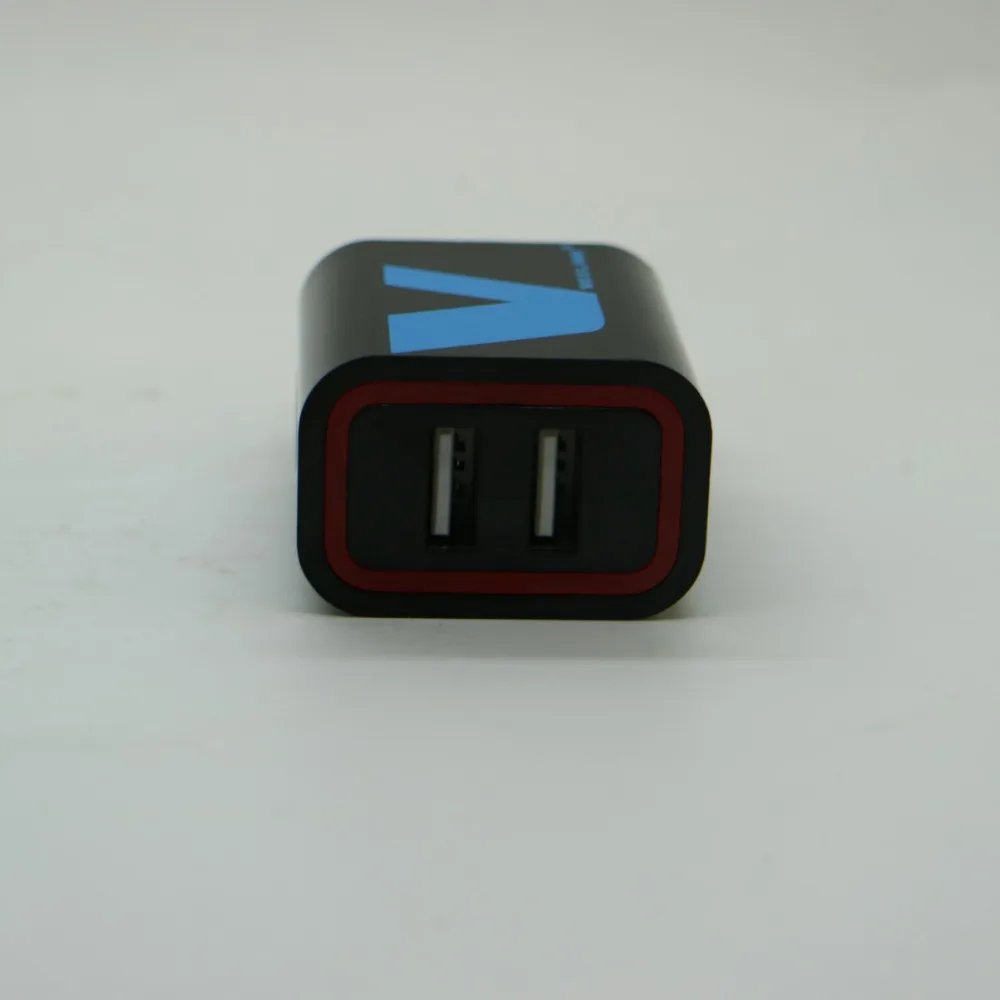 VOXLINK 2-портовое портативное зарядное USB устройство 5В/2.4А 12Вт интеллектуальное обнаружение и зарядка черное (вилка EU)