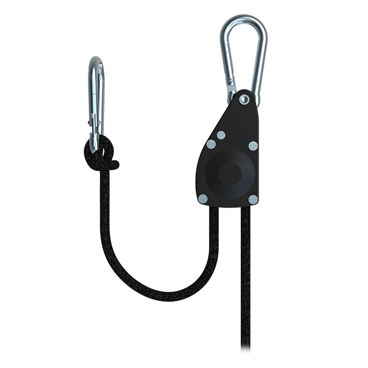 Adjustable rope ratchet for greenhouse hanging