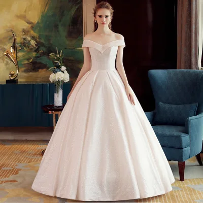 
Ball Gown Wedding Dresses 2019 Princess Off the Shoulder Sequins Shinny Saudi Arabic Bridal Gowns With Lace up Back 