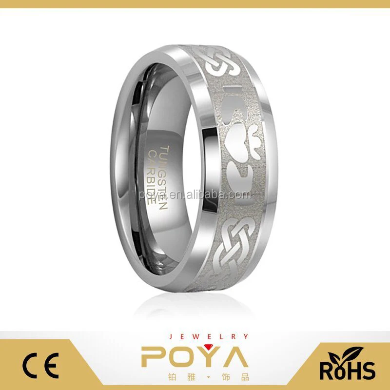 POYA Ювелирные Изделия 8 мм Карбида Вольфрама Ирландский Claddagh Кельтский Дизайн Обручальное Кольцо лазерной