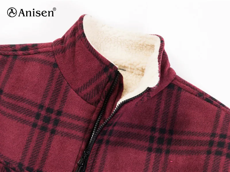 
wholesale Winter Custom Men Oem Clothes Cheap Sherpa Plaids Polar Double Layer Outdoor Fleece Jacket 