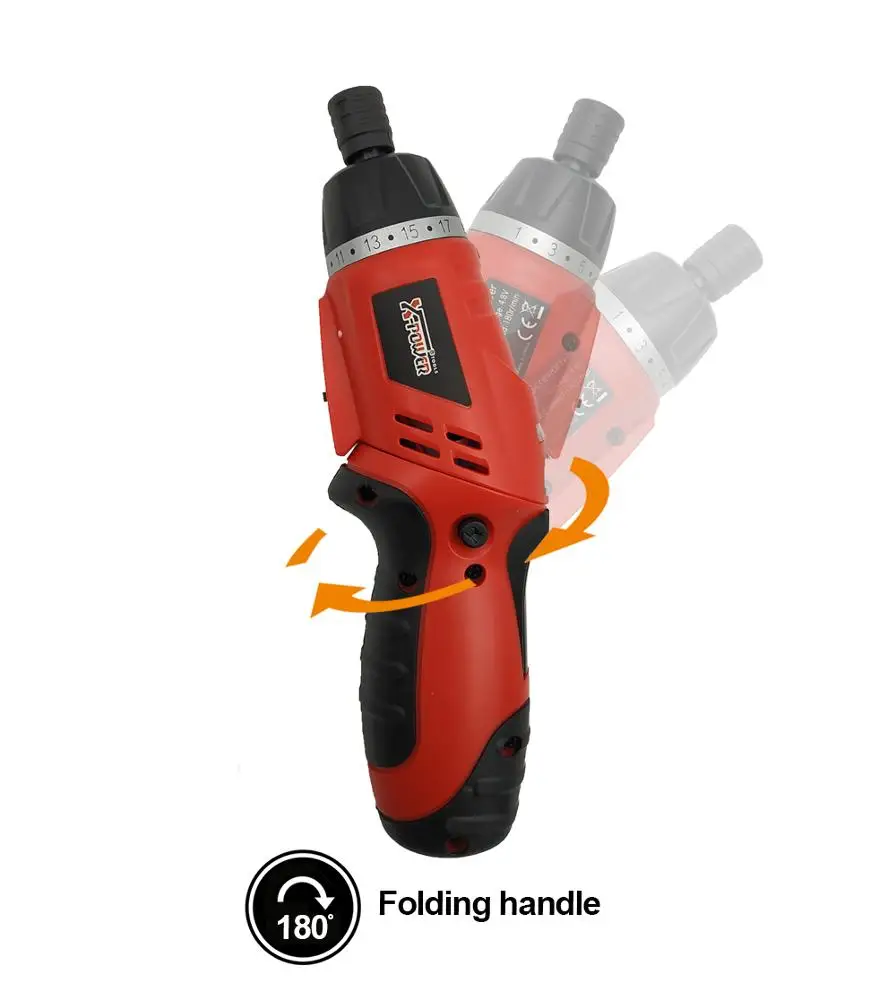 KCS615C-S13B 4.8V Ni-Cd rechargeable electrical screwdriver with folding handle and soft grip