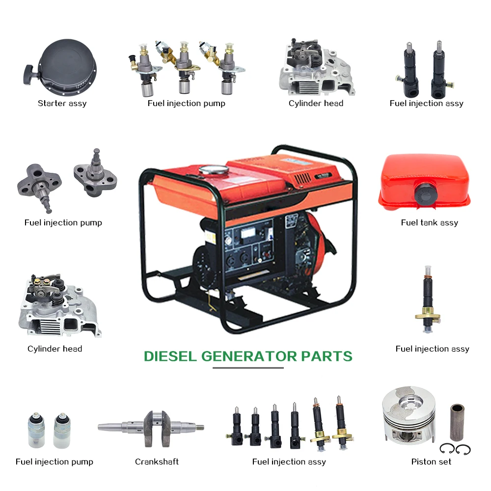 Custom made high quality single cylinder 170F 178F 186F 5kva diesel generator engine spare parts