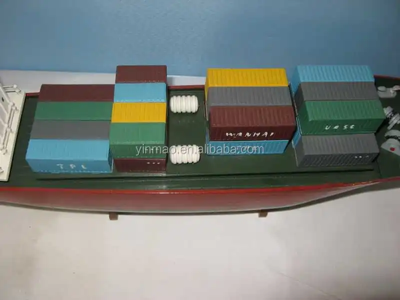 Minature Wooden Container Ship model, 60cm wooden container boat model