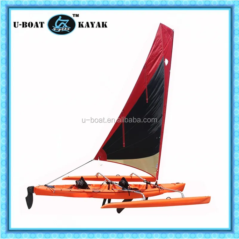 
18ft plastic sailing boat with foot drive pedal system and rudder 