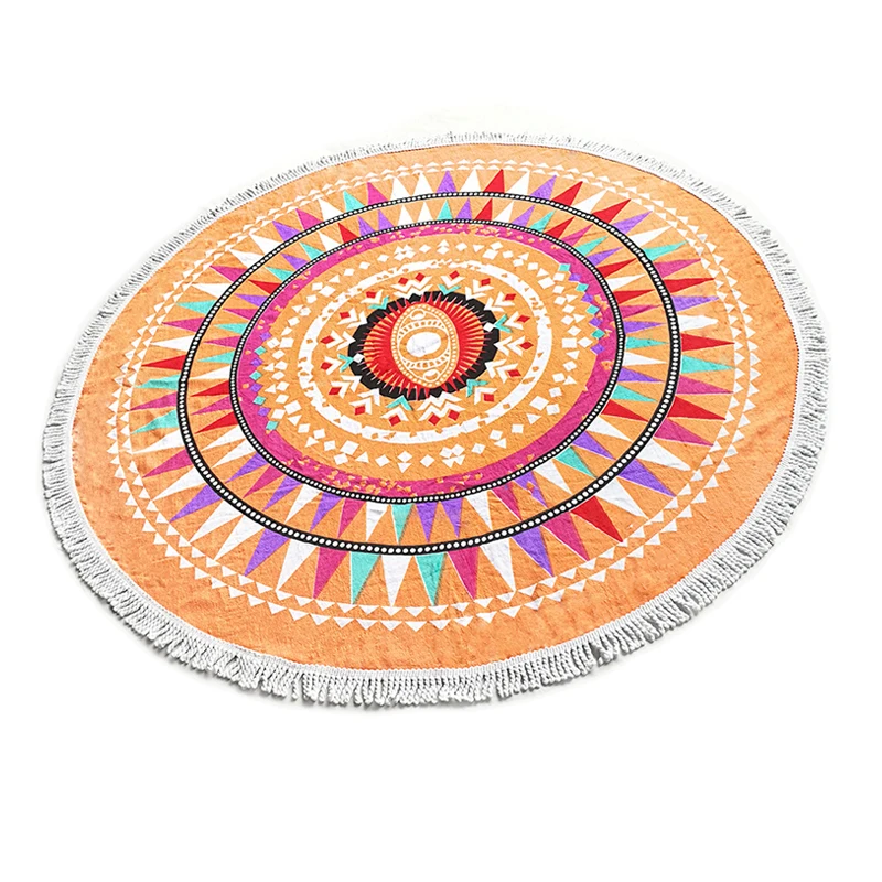 Custom logo printed knitting round beach towel