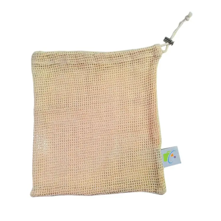 Reusable 100% cotton mesh produce bags for shopping/grocery fruit vegetable 36*40cm