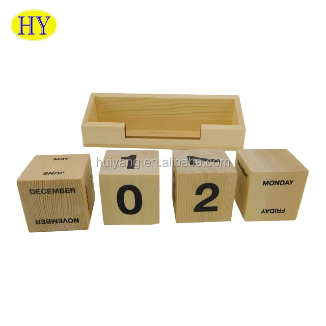 Vintage Wooden desktop perpetual wooden block calendar Day Countdown Calendar Perpetual Date Desk wood Calendar Blocks