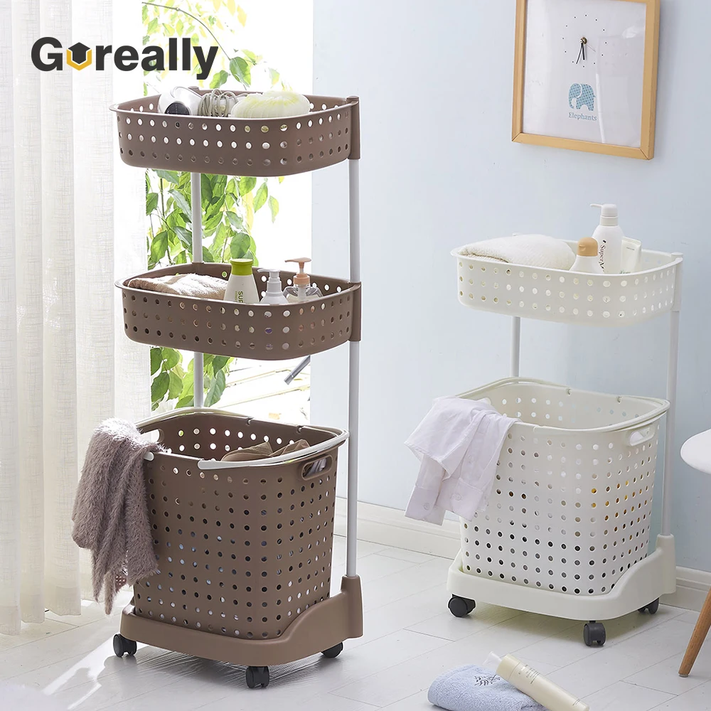 Custom colored wholesale collapsible stand trolley metal plastic cloth laundry basket with wheels