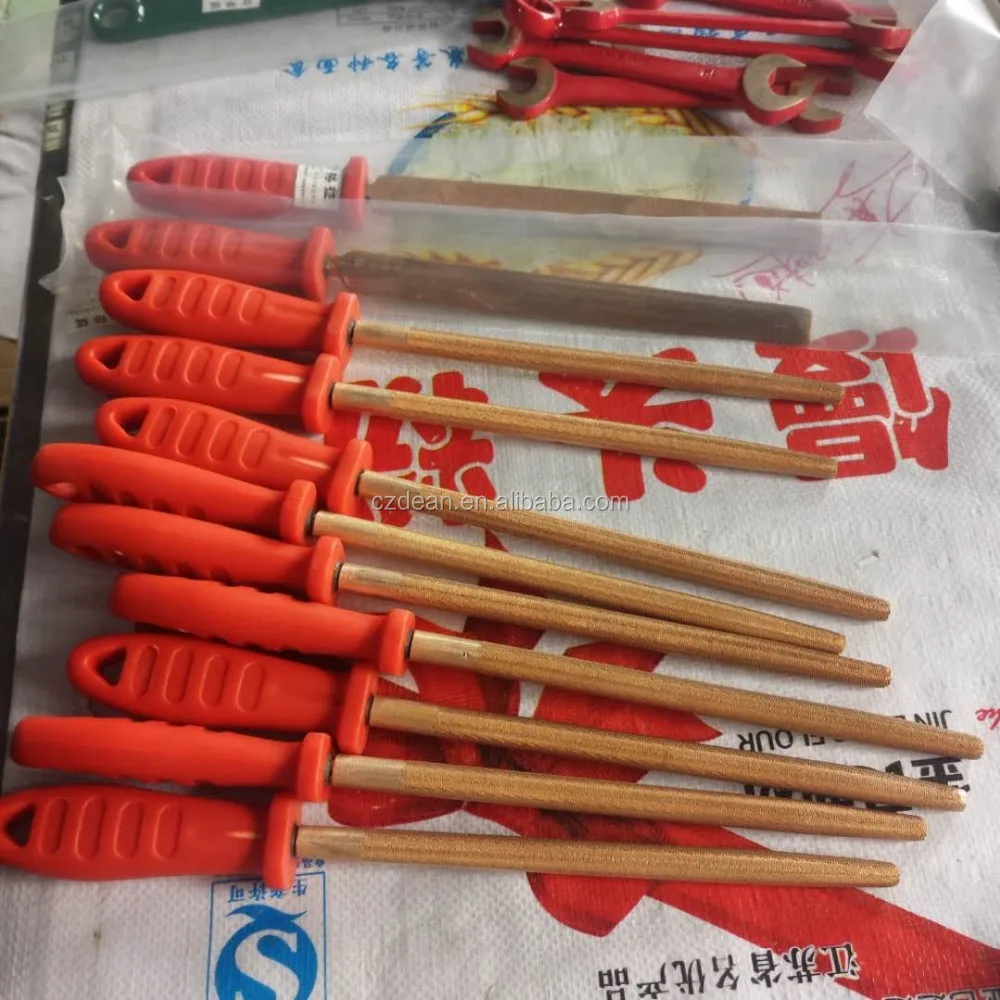 
non sparking wood handle round file beryllium copper file and plastic handle 