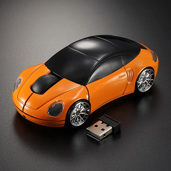 Brand New High Quality Orange Computer Laptop 1600DPI Mouse Optical Mice 3D 2.4G USB Wireless Car Shaped