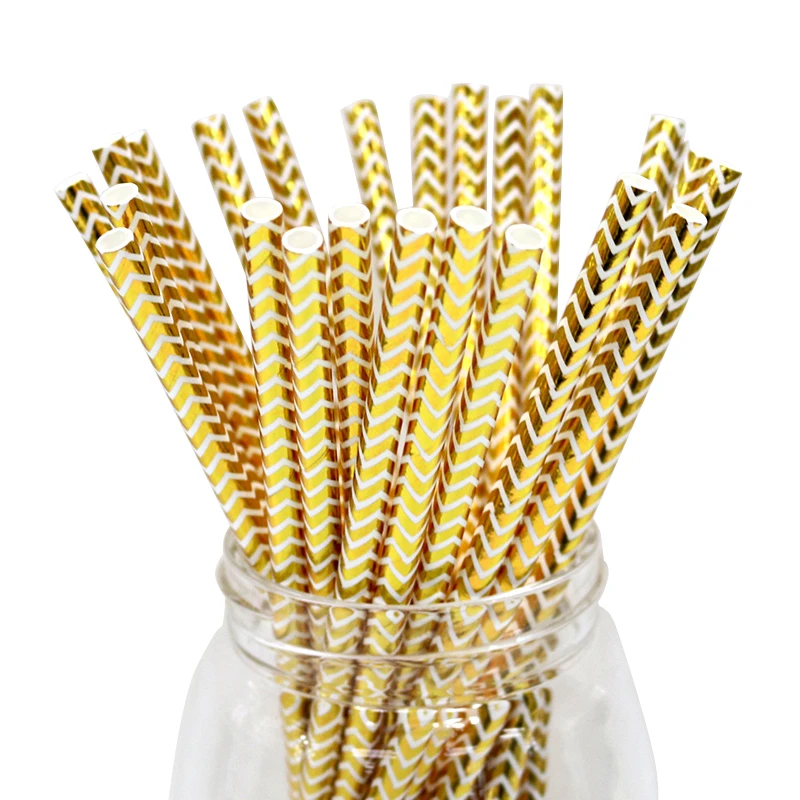 Thin Striped Paper Straws Drinking Art Party Straws