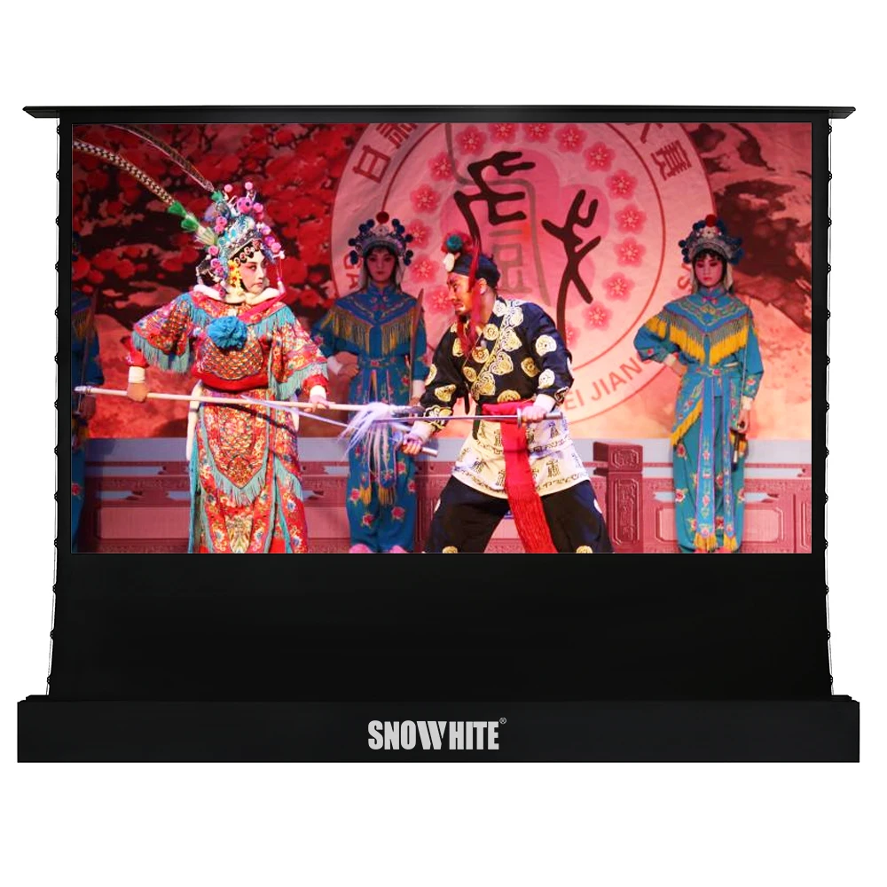 Snowhite 100 120 inch 16:9 UST ALR and long throw ALR Electric Motorized Portable Floor Standing Projector Projection Screen
