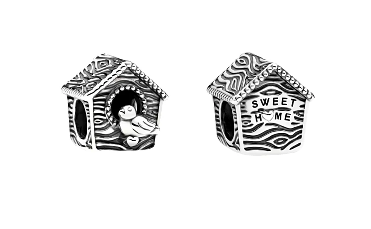 
2018 China Factory 925 Sterling Silver Spring Bird House Charm Silver 925 Jewelry Charms for Bracelets 