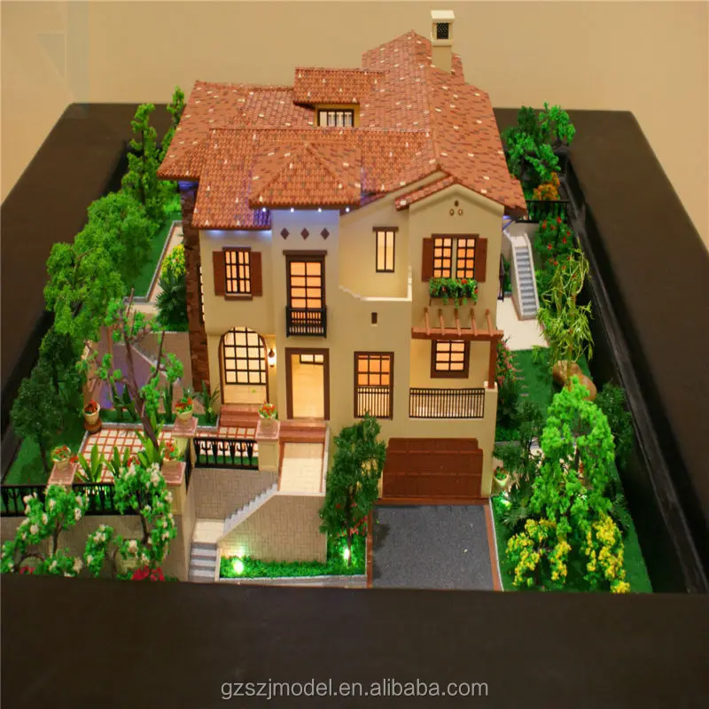 beautiful villa architectural model design ,3D rendering miniatures